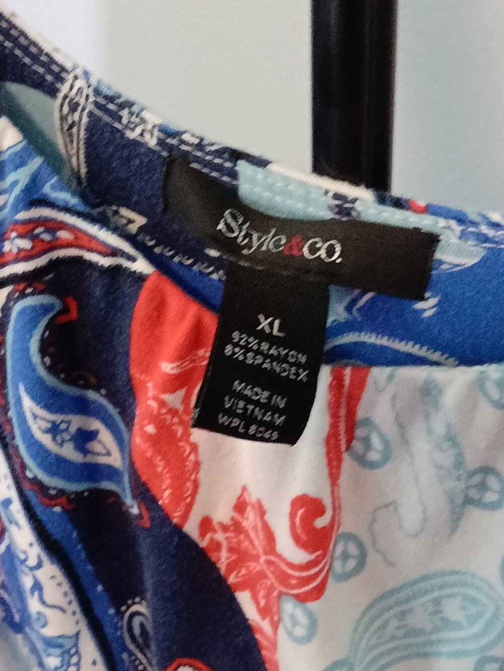 Style & Co. Paisley Print Handkerchief Hem Sundress Dress Size XL Red, white image 3
